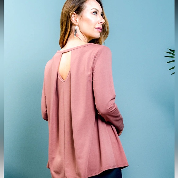 NEW Mauve Keyhole Back Long Sleeve Top - Picture 2 of 4